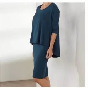 Soft Surroundings Blue Heathered Perfect Layered Dress Medium Lagenlook Neutral